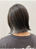 ミディアムボブ インナーカラー グレージュカラー