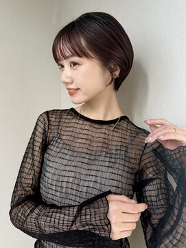 ノラギンザユー(NORA GINZA/U) 丸みショートマッシュコンパクト黒髪ベージュショート前髪あり