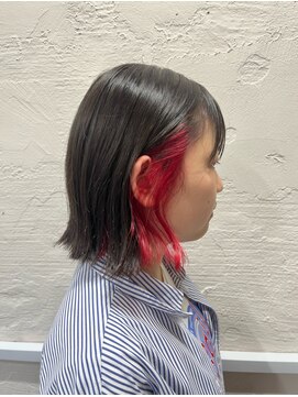 シェル 立川(shell) インナーカラーレッド×外ハネボブ