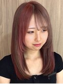 ハッシュカット／いちごチョコカラー／デザインカラー／メッシュ