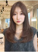 ロングヘア30代40代ストレートレイヤー前髪なし前髪あり表参道