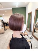 ベージュハイライト×ミニボブ