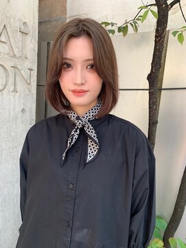 シーン(SCEN) フェイスレイヤーボブ×フレンチカジュアル×グレージュカラー