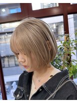 ヲタク(wotaku.)&nbsp;ミルクティーカラーアッシュベージュハイトーンカラーボブ艶髪