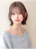 20代30代40代大人可愛い＊ひし形ふんわりレイヤーボブ×前髪なし