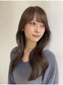 顔まわりカット【小顔薄めバンググレージュレイヤーロング前髪】