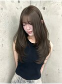 ブリーチなしオリーブグレージュ/レイヤーカット