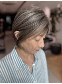 【白髪ぼかしグレージュ】白髪が多い方向け ショートスタイル