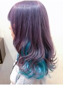 【新宿TOMCAT】インナーカラー、パープル、ターコイズブルー