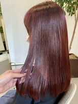 アクアオモテサンドウ(ACQUA omotesando)&nbsp;△ブリーチなし韓国風チェリーレッドストレートヘア髪質改善
