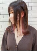 切りっぱなし×インナーカラーグレーピンク K デザインカラー