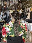 卒業式 水引きを使ったポニーテールアレンジ