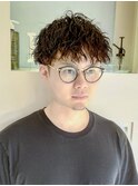 ツイスパセンターパートマッシュ波巻きダウンパーマメンズ目黒
