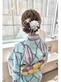 セミロング浴衣ヘア＊ふんわりサイドアップ～