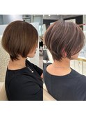 ショートボブ髪型40代50代60代前髪あり前髪なし【橋本】