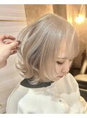 《ゆい》ミルクティーベージュ/ベージュカラー/切りっぱなしボブ
