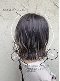 外ハネボブ/ハイライト/ホワイトアッシュ/エアリーミディ