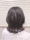 外ハネ/ミディアムボブ/エギョモリスタイル/透明感カラー/艶感