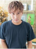 ツートンカラーくせ毛風ツーブロックパーマc3戸頭20代30代40代