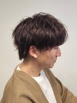 ニアウ 伊勢崎連取店(Niau)&nbsp;マッシュウルフショートニュアンスパーマメンズカラーブラウン