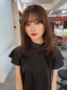 ガーデン 渋谷(GARDEN) 黒髪ボブルフネビージュワンレンくびレイヤーミディアムヘア