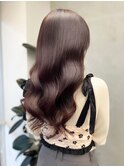 大人可愛いブリーチなしピンクベージュ耳かけふわミディ