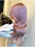 ピンクカラー　ミルクティーピンク　ブリーチ　ハイトーン