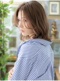 外国人風インナーカラーかきあげ前髪ロブヘアh4大宮20代30代40代
