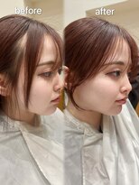 バイオレット 表参道店(Violet) 前髪顔まわり小顔似合わせミディアムレイヤーブリーチなしカラー