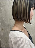 #ラインボブ#ブラック&ベージュ#日比野未奈