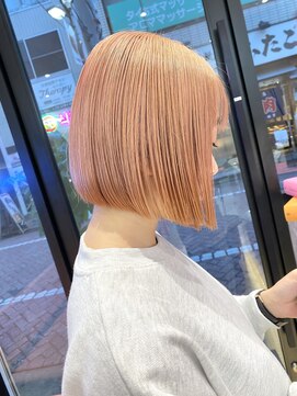 ロンドポレール 北千住(Lond polaire) 【伊勢】ぱつっとボブ/セクションカラー/ピンクベージュ