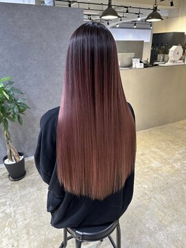 メリー オオサカ(Merly Osaka) contrast long balayage_dark ash×cherry pink_