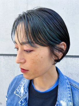 スーハ 恵比寿(SUUHA) ハイライト/デザインカラー/ターコイズブルー/大人ショートボブ