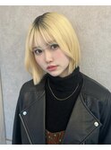 ワンレンボブカット×縮毛矯正