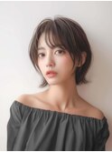 大人可愛い切りっぱなしひし形レイヤーカットモカベージュ