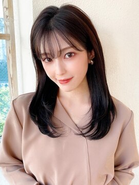 ラルユー 金山(LallYou) 後れ毛が可愛い顔周りハイレイヤーロングチェリーブラウン