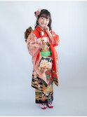 七五三7歳振袖(四つ身)着付け/編み込みサイドヘアアレンジ代々木