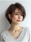 白髪ぼかし脱白髪染め似合わせショートボブ40代50代60代