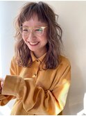 セミロング　カーリーパーマ