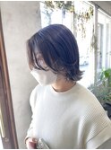 ダークグレージュ×ラフショート