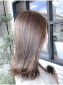 大人可愛い外ハネミディアム透明感カラーツヤ髪柔らか20代30代