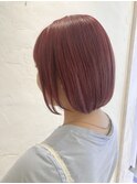 ワインレッド×ワンレングス×小顔カット