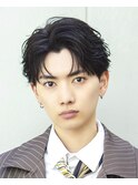 韓国ヘアカルマパーマカルマバングセンターパート黒髪ウルフ
