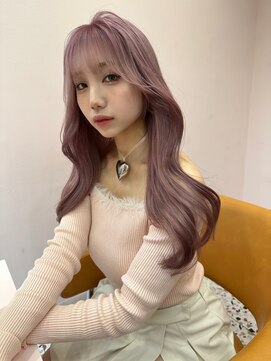 ボタン シブヤ(VOTAN SHIBUYA) 韓国ヘア/くびれヘア/前髪あり/顔まわりカット/ピンクベージュ