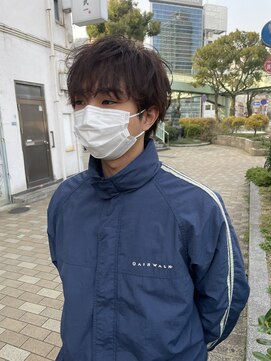 イナズマヘアー(INAZUMA HAIR) men's マッシュショート×くせ毛風パーマ