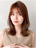 ミニウルフチェリーブラウン艶感ホワイトグレージュうる艶髪