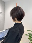 小顔見せショートベージュカラーブリーチしない透明感カラー