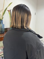 ヘアーアイストゥーレ(HAIR ICI TRE)&nbsp;ブリーチ　ポイント　毛先　ボブ　外ハネ　担当阿知波