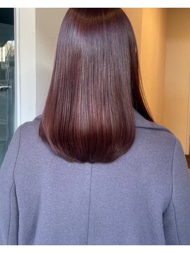 ロッカヘアエジェ(ROCCA hair eje.) 艶ストレートミディ×上品ボルドーブラウン