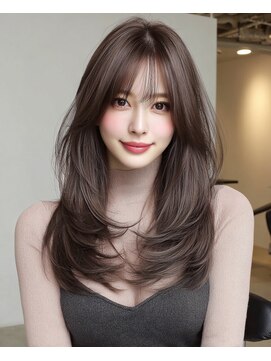モモ(momo) ロング韓国ヘア顔周りレイヤー大人ガーリー _m0002